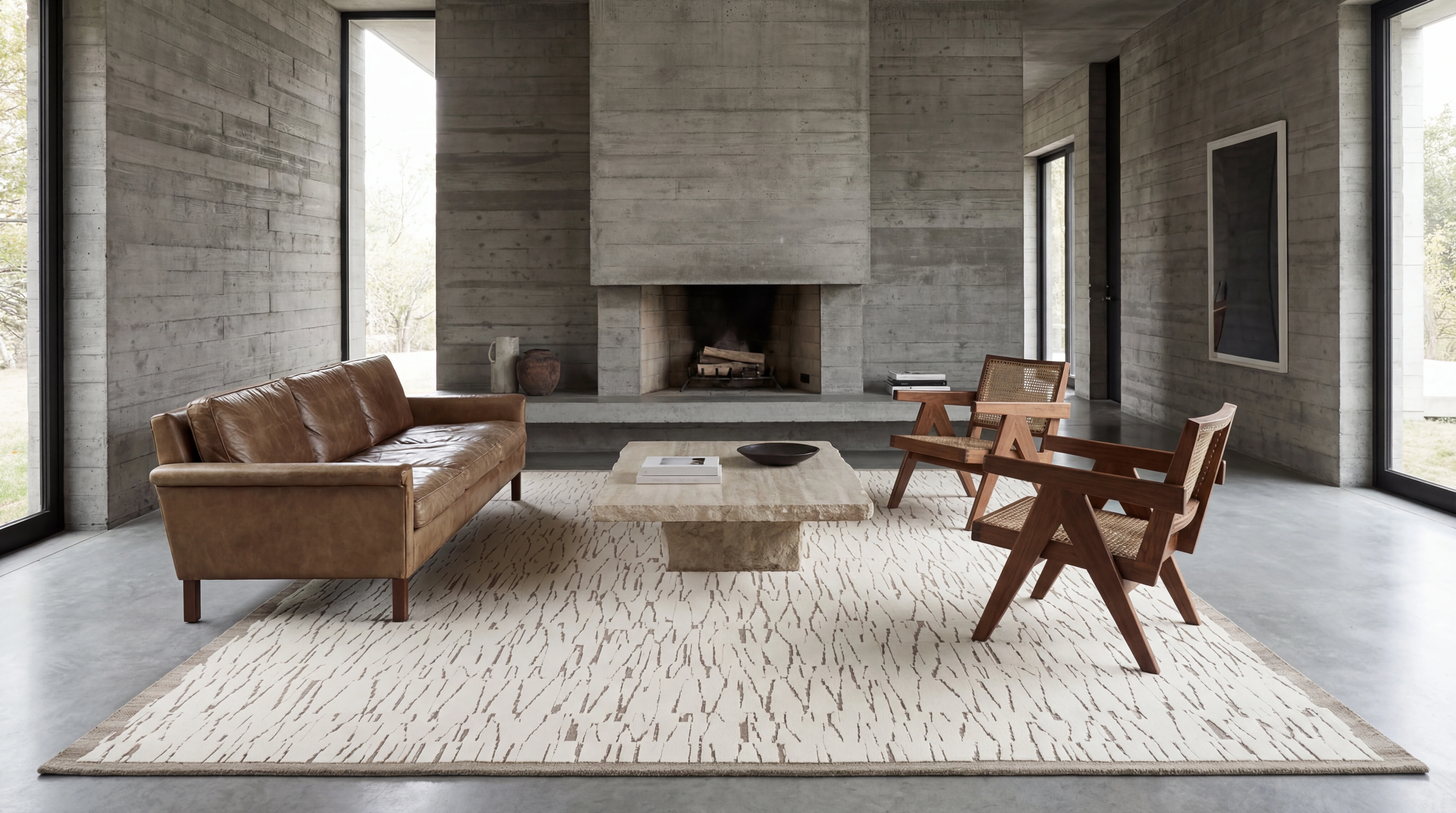 Kiri hand-knotted rug in a residential living room, showing the depth and quality achievable through custom commission